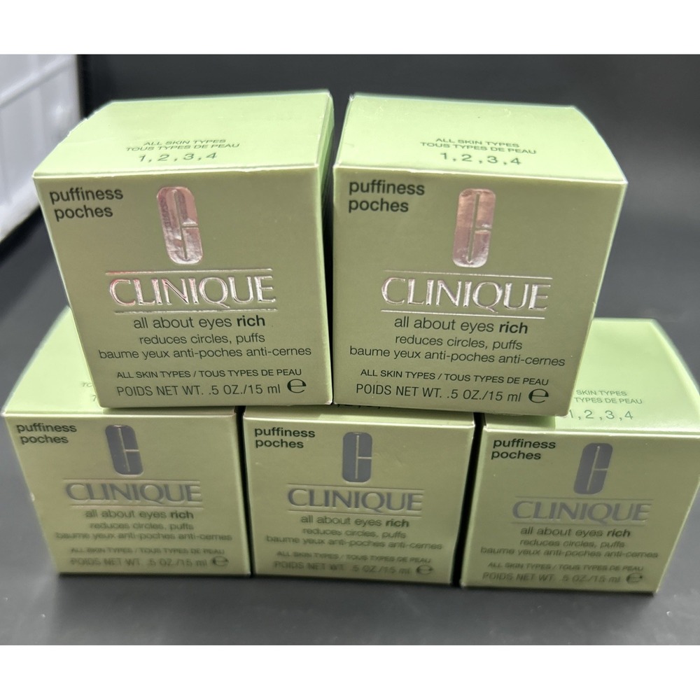 New Lot Of Five Clinique All About Eyes Rich .5‎ Oz Each
